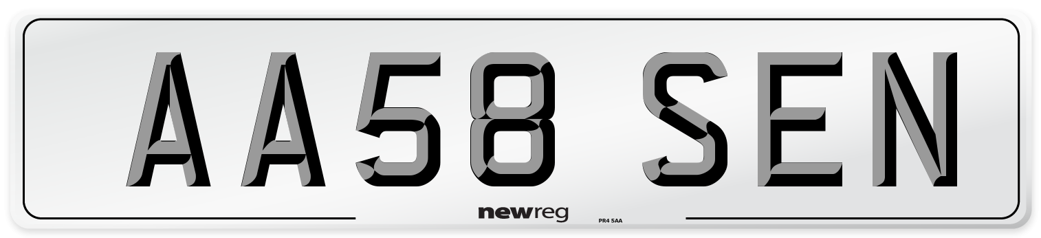 AA58 SEN Number Plate from New Reg